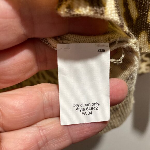 Vintage J. Crew Heritage Animal Leopard Pr. Wool 3/4 Sleeve Sweater Cardigan S/M - Picture 6 of 6